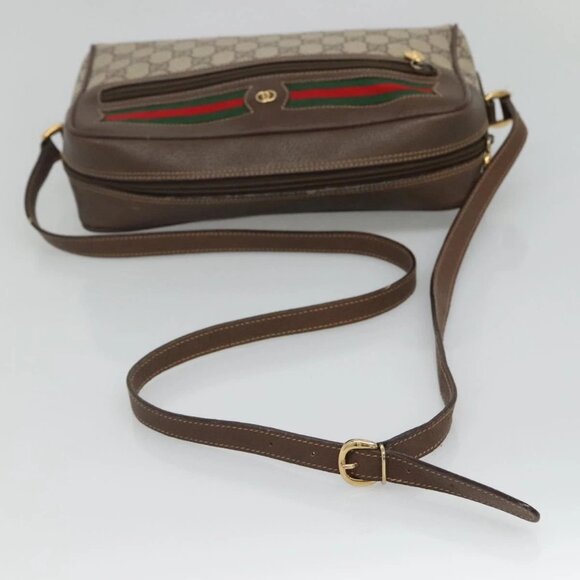 GUCCI GG Supreme Web Sherry Line Bag PVC Beige 4023 001 56 6472 Auth ep7946 - Picture 8 of 16